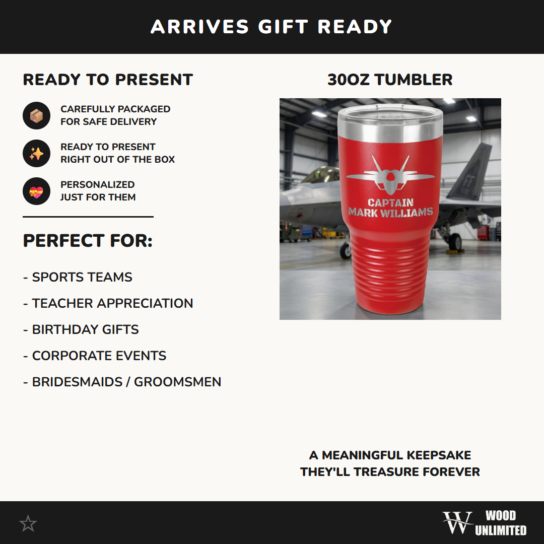 F-35 Lightning II Pilot Custom Laser Engraved 30oz Tumbler – Personalized Military Aviation Gift
