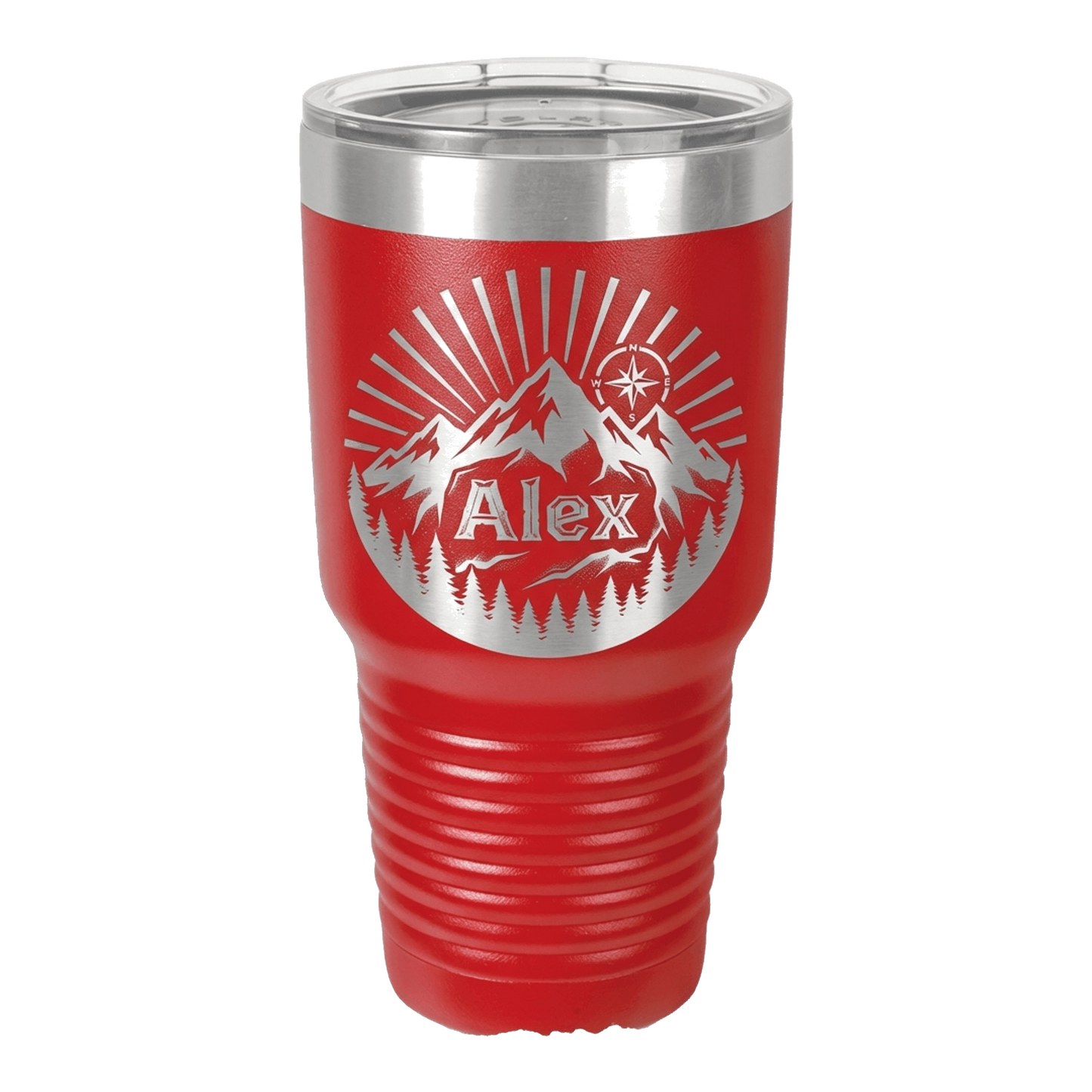 Personalized Outdoors Tumbler, Mountain Range Adventure Gift for Him Her, Laser Engraved Travel Mug, Custom Name Insulated 30oz Cup