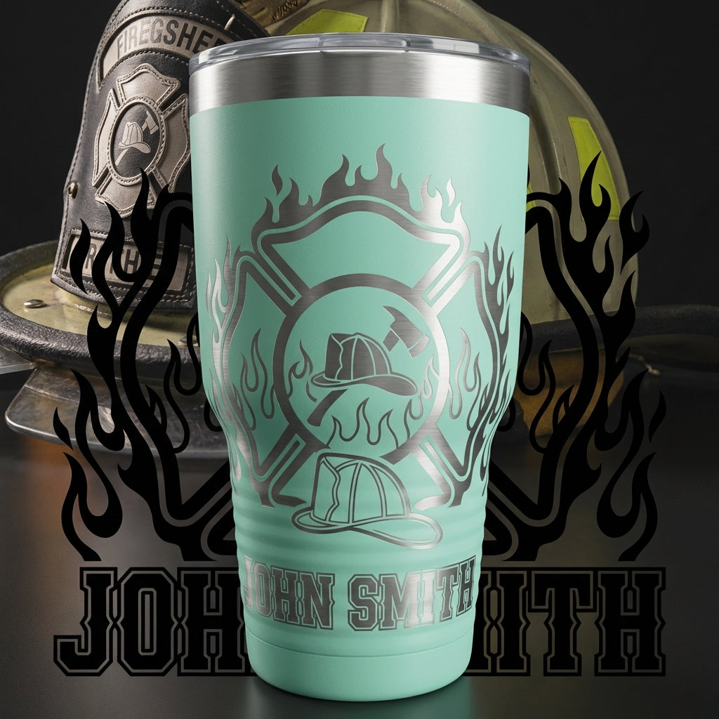 Personalized Firefighter Tumbler Gift - Fire Department Appreciation - Laser Engraved 30oz - Custom Fireman Name