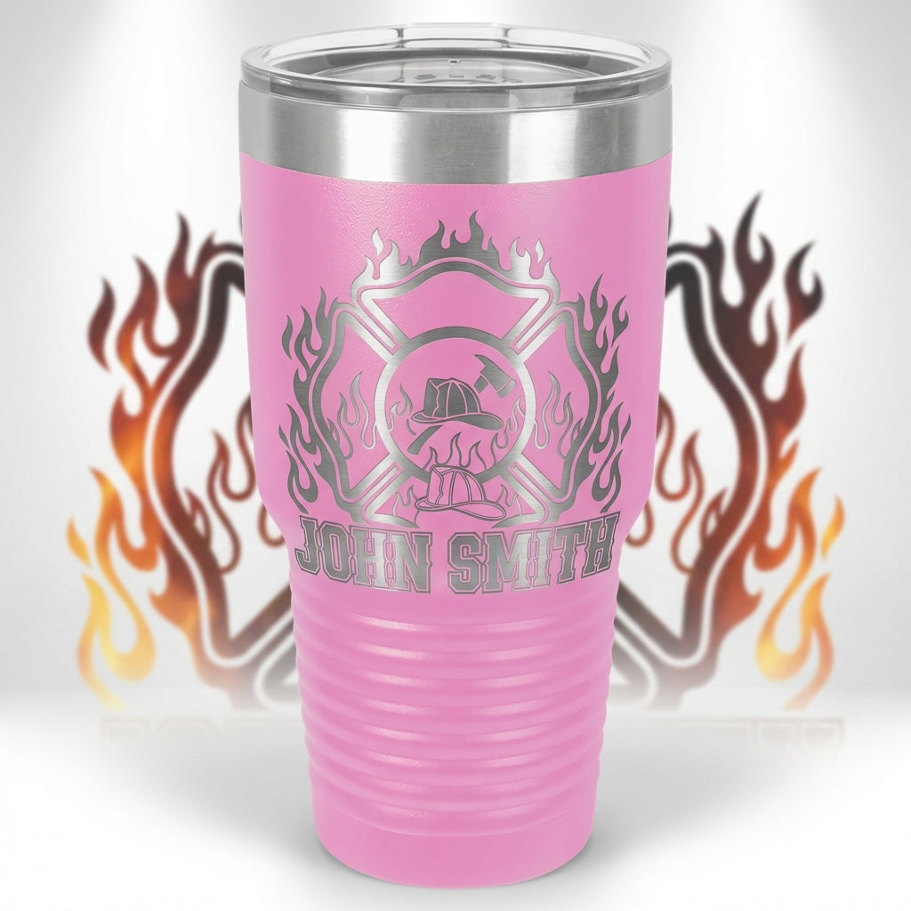 Personalized Firefighter Tumbler Gift - Fire Department Appreciation - Laser Engraved 30oz - Custom Fireman Name
