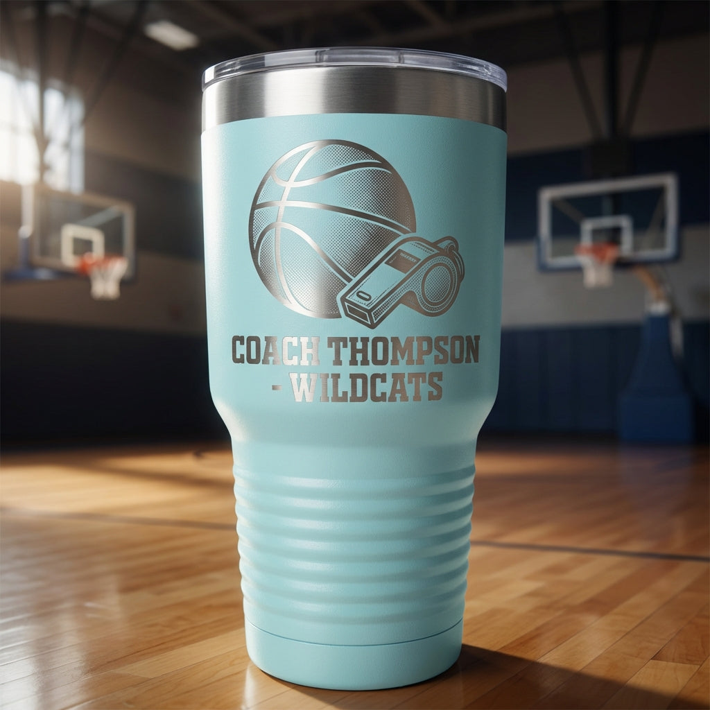 Personalized Basketball Coach Gift Tumbler - End of Season Appreciation - Laser Engraved Durable Tumbler - Custom Name - View 4