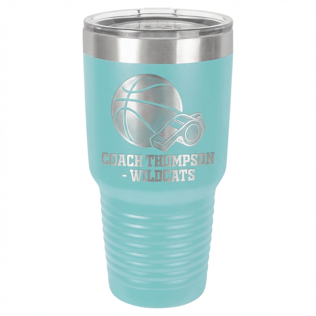 Personalized Basketball Coach Gift Tumbler - End of Season Appreciation - Laser Engraved Durable Tumbler - Custom Name - View 5