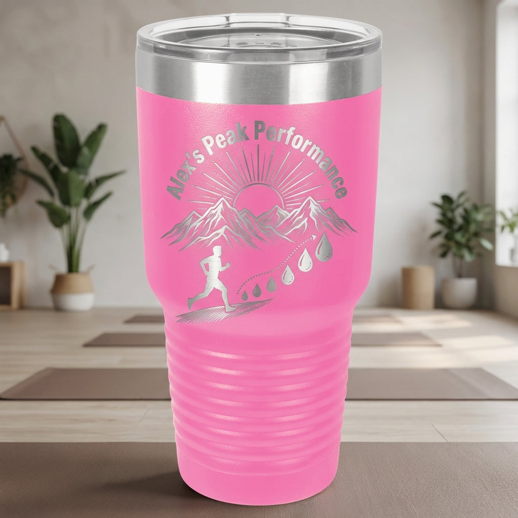 Personalized Outdoor Athlete Tumbler Gift - Mountain Runner Hydration Tracker - Custom Name Engraved 30oz Tumbler - View 3