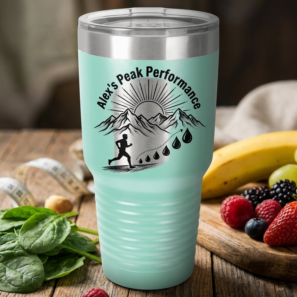 Personalized Outdoor Athlete Tumbler Gift - Mountain Runner Hydration Tracker - Custom Name Engraved 30oz Tumbler - View 4