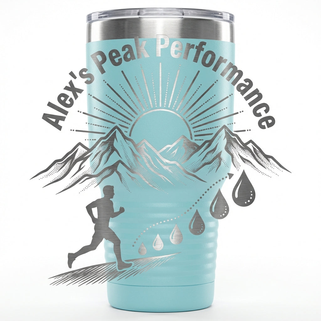 Personalized Outdoor Athlete Tumbler Gift - Mountain Runner Hydration Tracker - Custom Name Engraved 30oz Tumbler - View 5