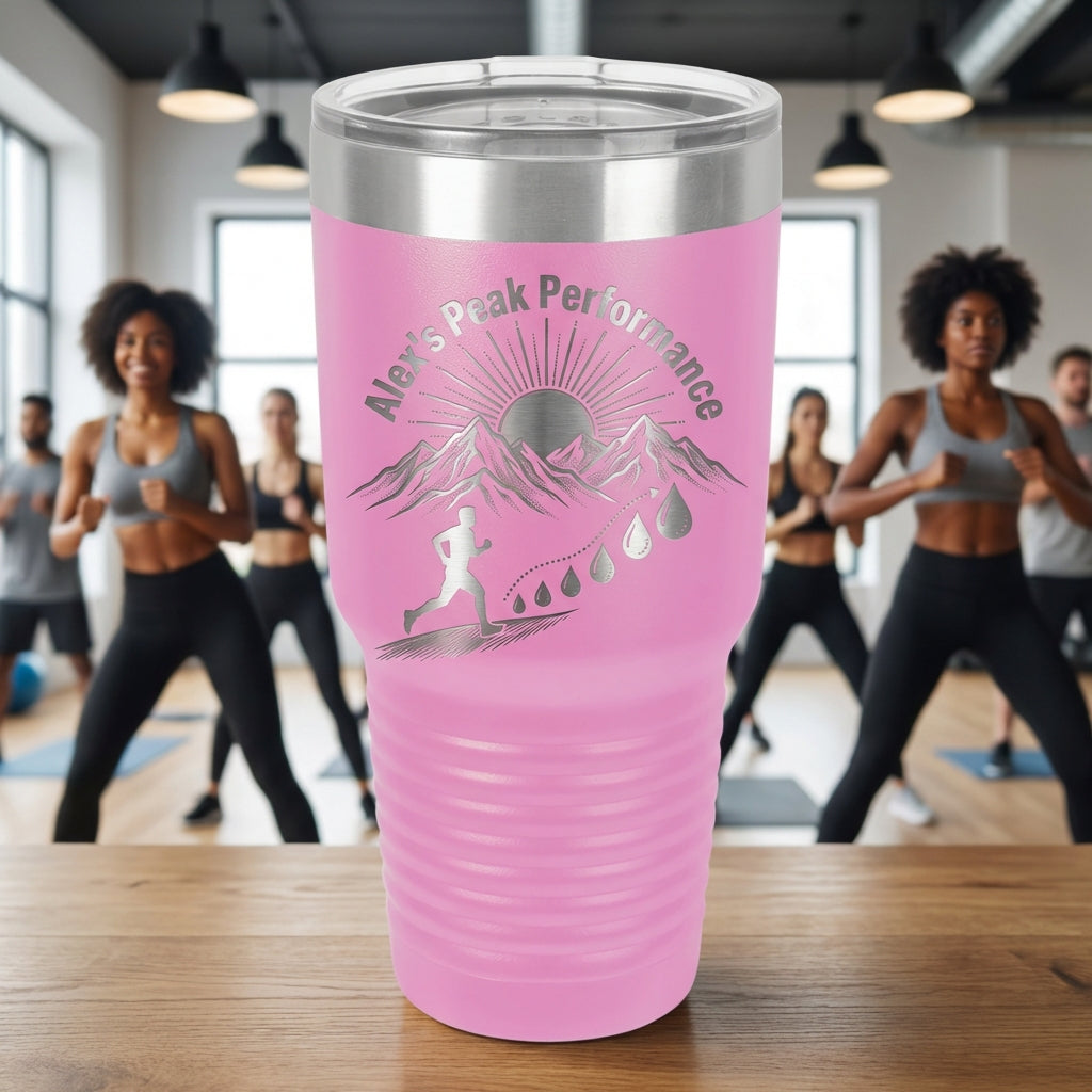 Personalized Outdoor Athlete Tumbler Gift - Mountain Runner Hydration Tracker - Custom Name Engraved 30oz Tumbler - View 6