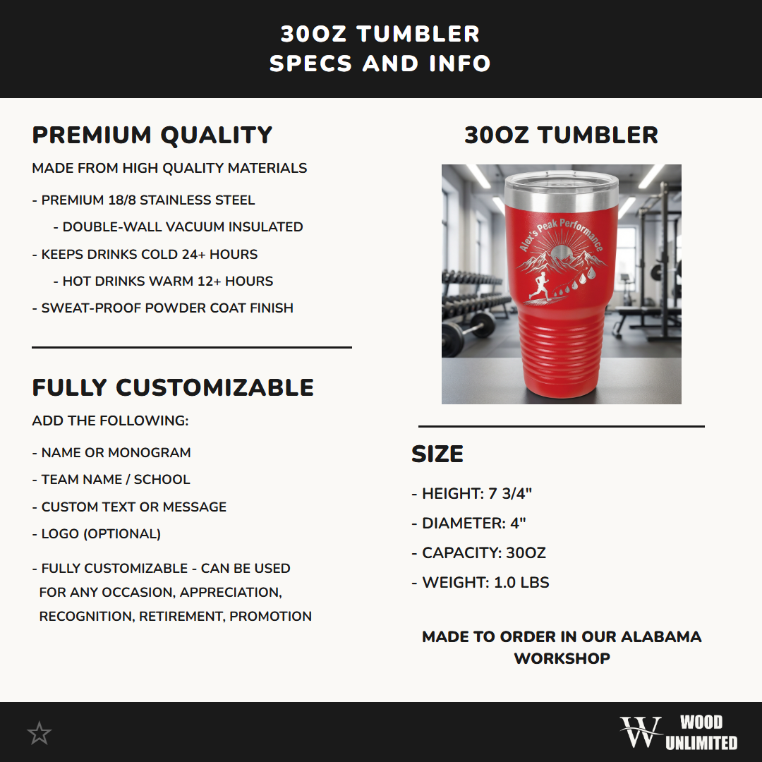 Personalized Outdoor Athlete Tumbler Gift - Mountain Runner Hydration Tracker - Custom Name Engraved 30oz Tumbler