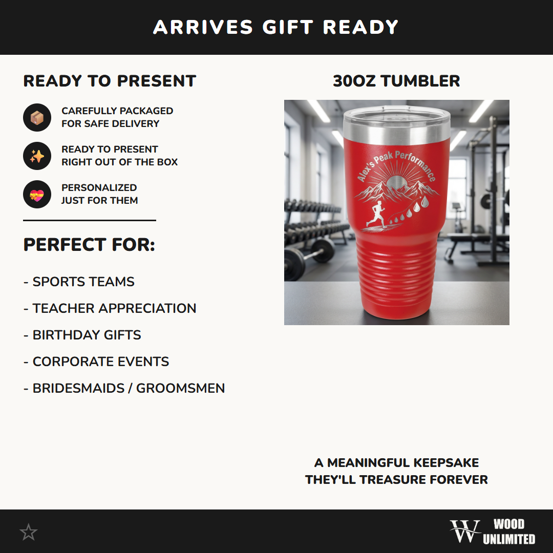 Personalized Outdoor Athlete Tumbler Gift - Mountain Runner Hydration Tracker - Custom Name Engraved 30oz Tumbler