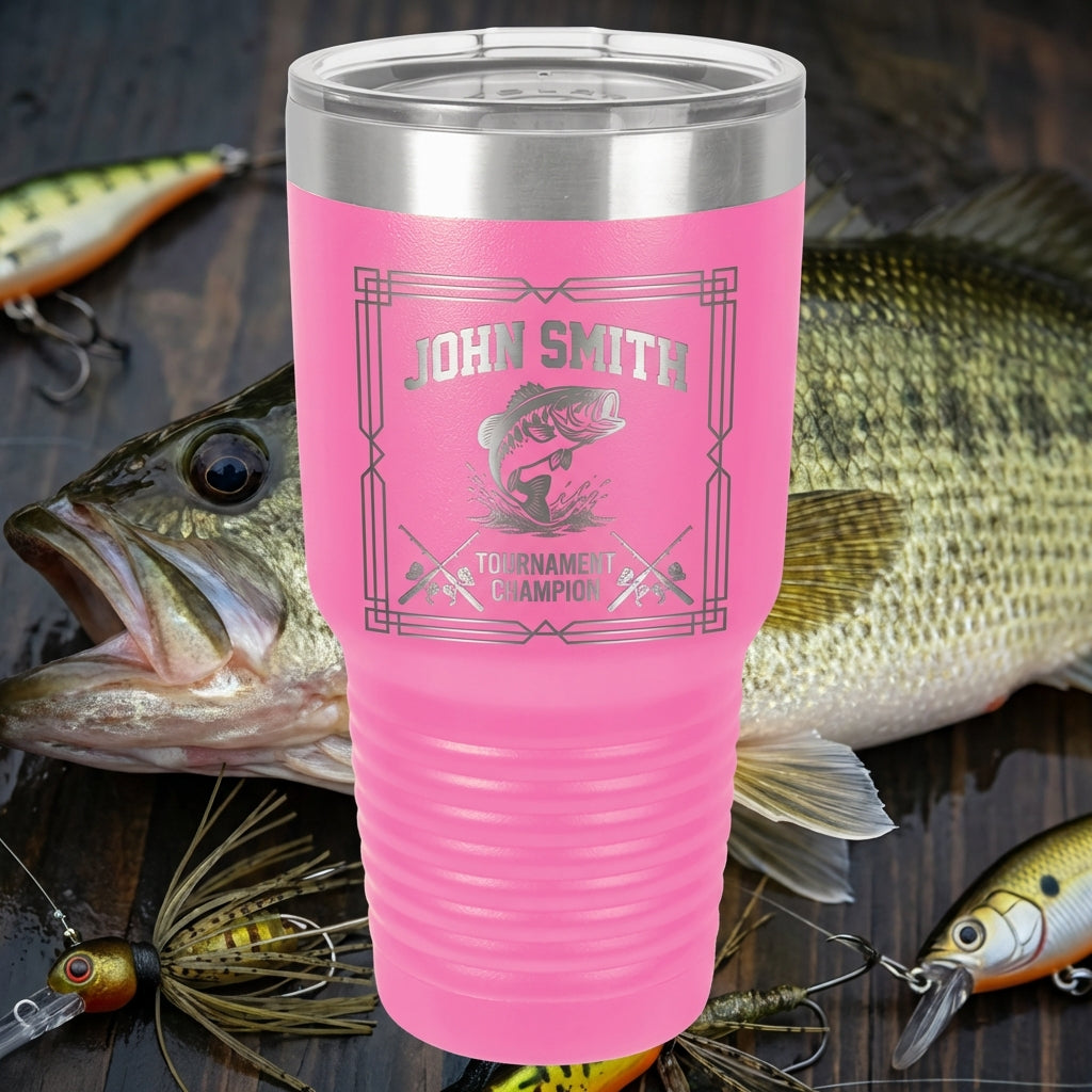 Personalized Bass Fishing Tumbler - Custom Laser Engraved Gift for Tournament Champion, Fisherman Gift - View 3