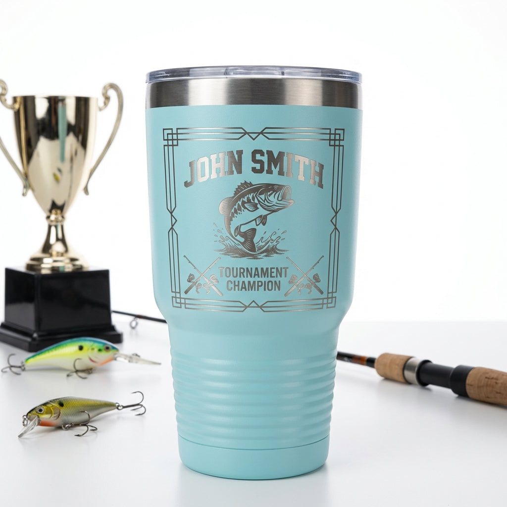 Personalized Bass Fishing Tumbler - Custom Engraved Gift for Fishermen - View 5