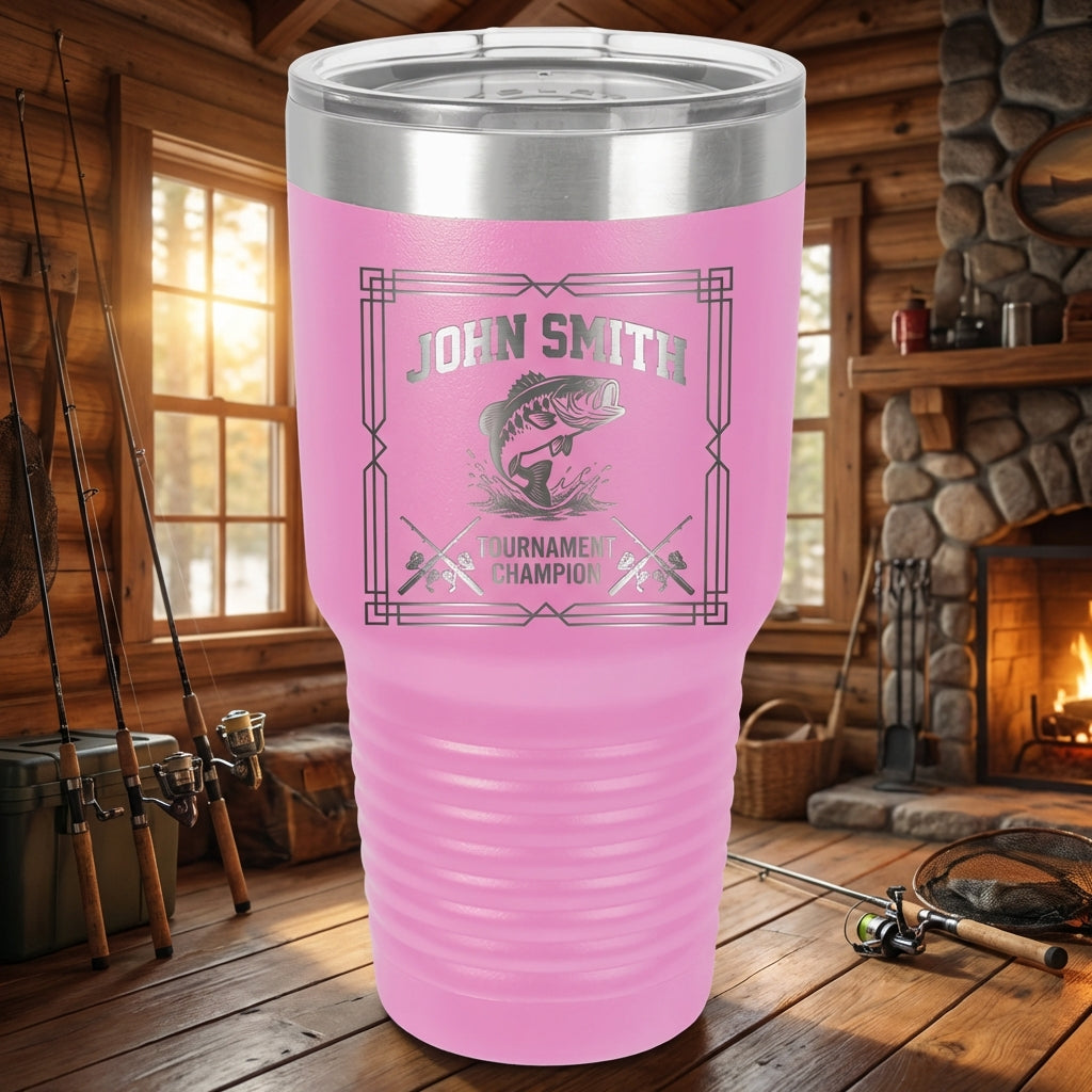 Personalized Bass Fishing Tumbler - Custom Laser Engraved Gift for Tournament Champion, Fisherman Gift - View 6