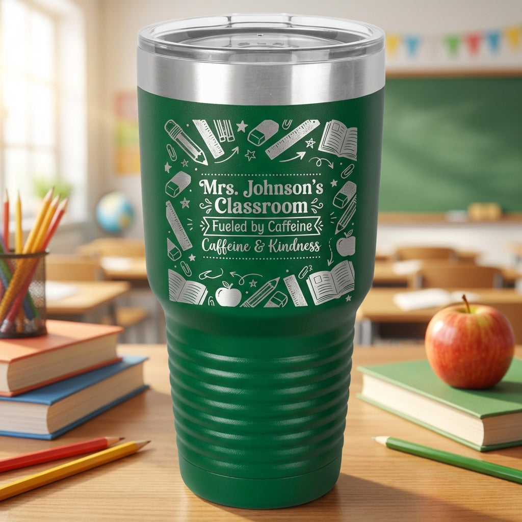 Personalized Teacher Tumbler Gift - School Classroom Appreciation - Durable Laser Engraved 30oz - Custom Name - View 11