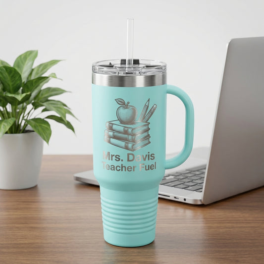 Personalized Teacher Tumbler Gift - Teacher Appreciation Present - Custom Name Laser Engraved 40oz Travel Tumbler - View 1