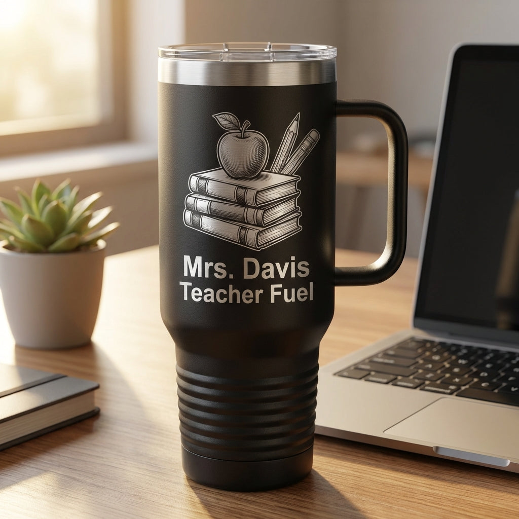 Personalized Teacher Tumbler Gift - Teacher Appreciation Present - Custom Name Laser Engraved 40oz Travel Tumbler - View 2