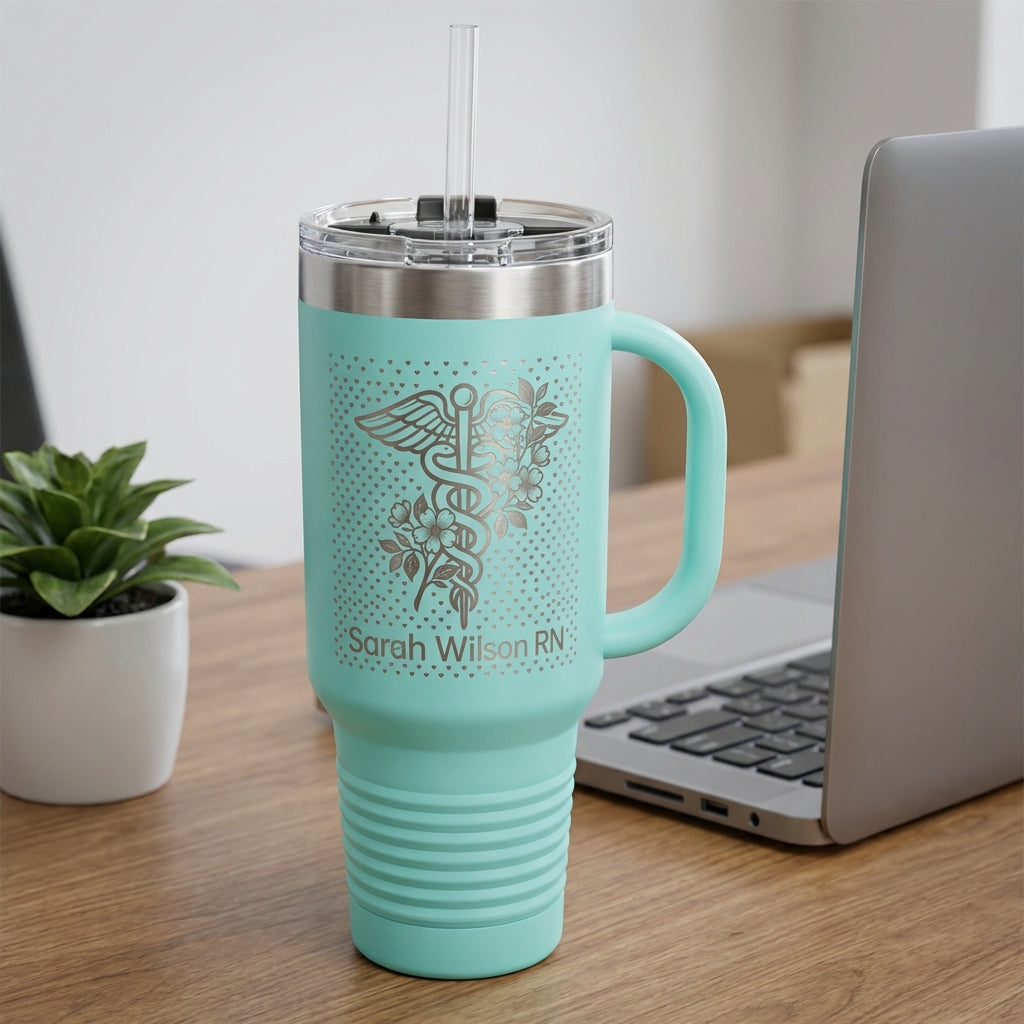 Personalized 40oz laser engraved water bottle for nurse appreciation gift