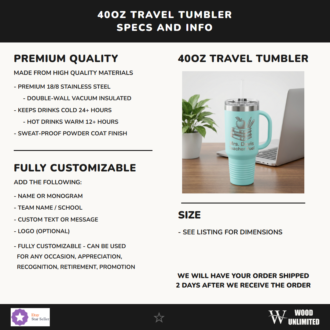 Personalized Nurse Tumbler Gift - RN Appreciation Present - Custom Name Laser Engraved 40oz Travel Tumbler with Handle
