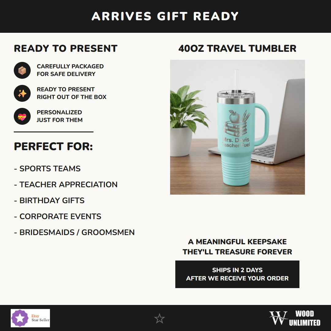 Personalized Nurse Tumbler Gift - RN Appreciation Present - Custom Name Laser Engraved 40oz Travel Tumbler with Handle
