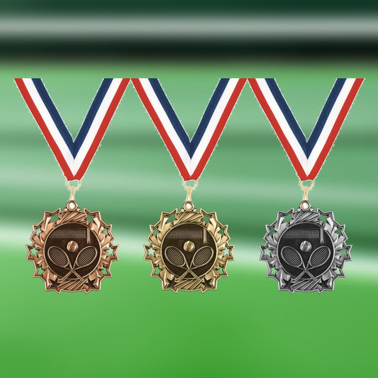 Personalized Tennis Team Medals, Tennis Player Medallions with Neck Ribbon, Tennis Player Awards for Players and Coaches -...