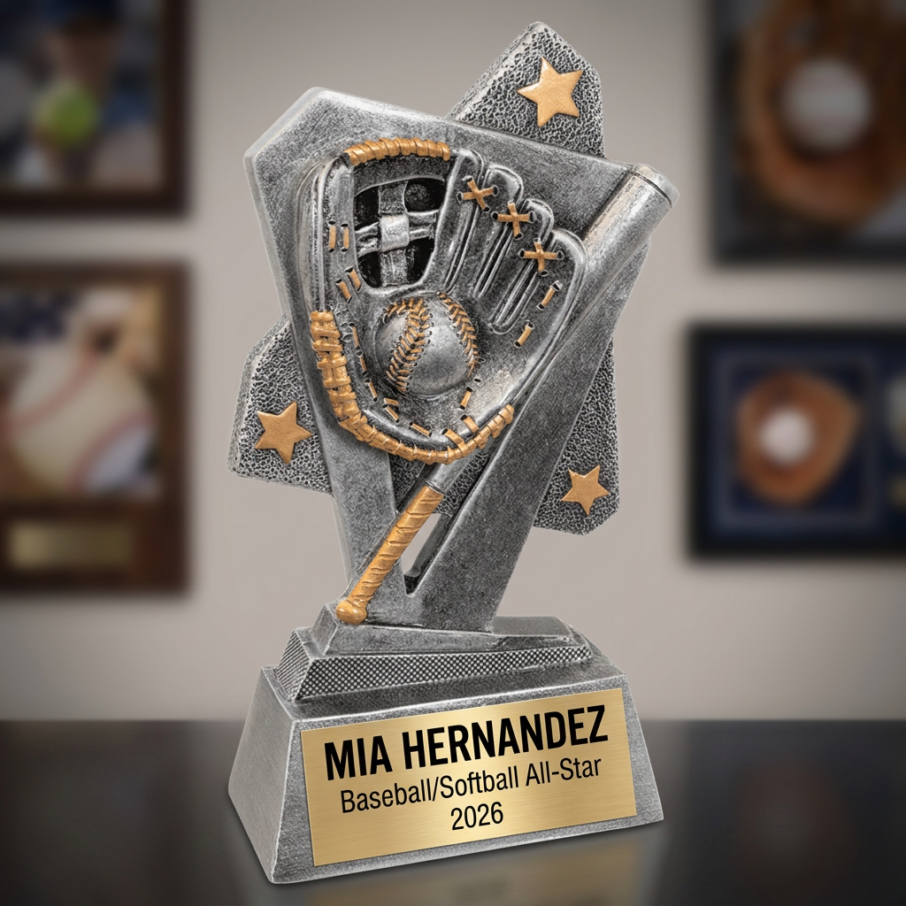 Baseball Trophy | Softball Award | Personalized Sports Trophy | Custom Engraved Plate | Player Recognition | MVP Award - View 3