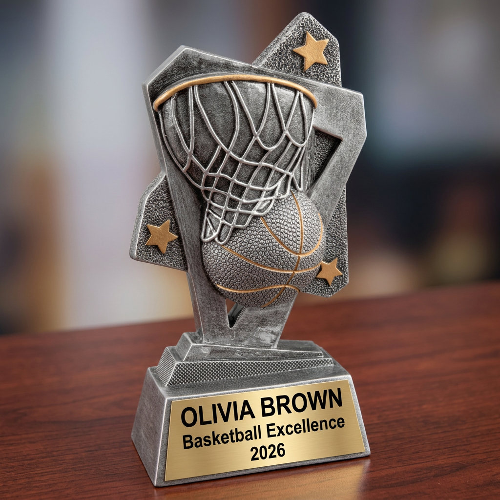 Basketball Trophy Personalized | Custom Award | Engraved Name Plate | Team MVP Gift | Sports Recognition - View 2