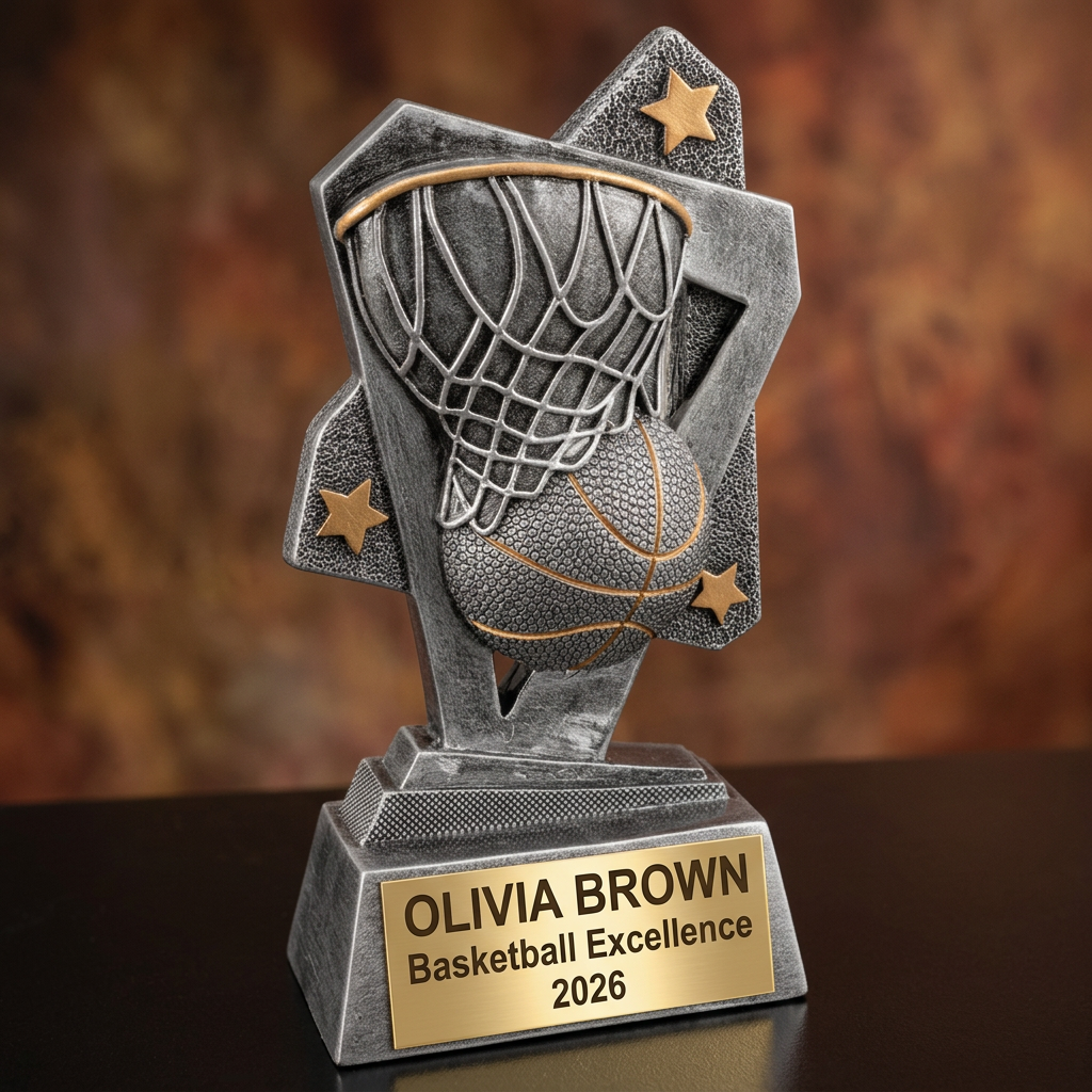 Basketball Trophy Personalized | Custom Award | Engraved Name Plate | Team MVP Gift | Sports Recognition - View 3