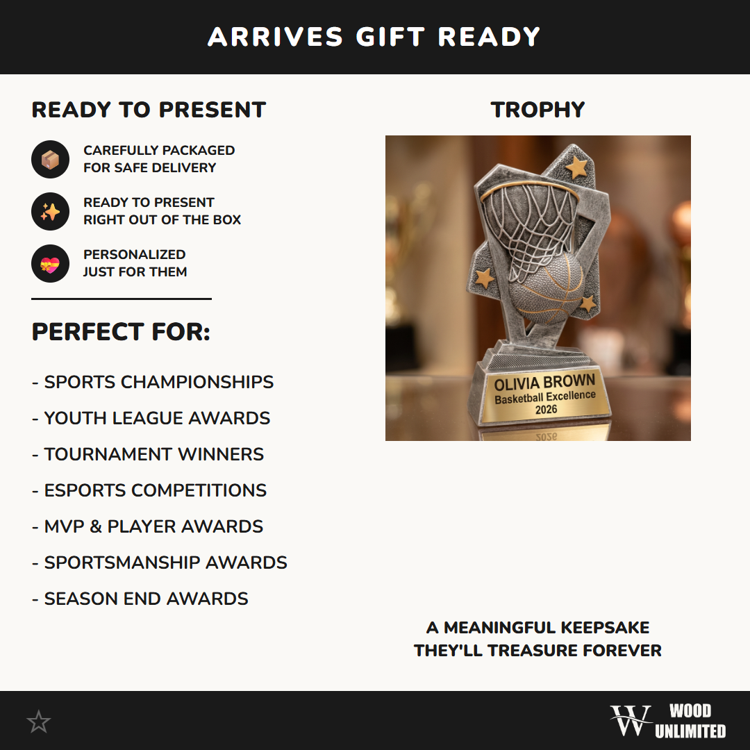 Basketball Trophy Personalized | Custom Award | Engraved Name Plate | Team MVP Gift | Sports Recognition