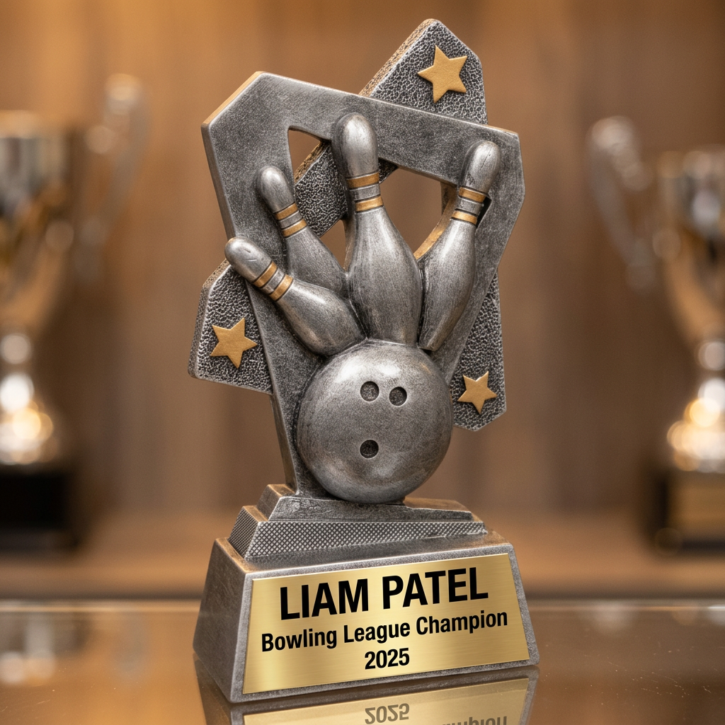 Bowling Trophy | Personalized Bowling Award | Custom Engraved Name Plate | Bowling Tournament Champion | End of Season Gift - View 1