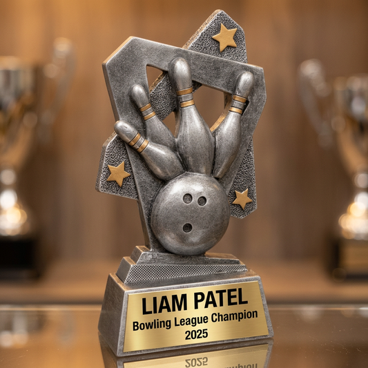 Bowling Trophy | Personalized Bowling Award | Custom Engraved Name Plate | Bowling Tournament Champion | End of Season Gift - View 1