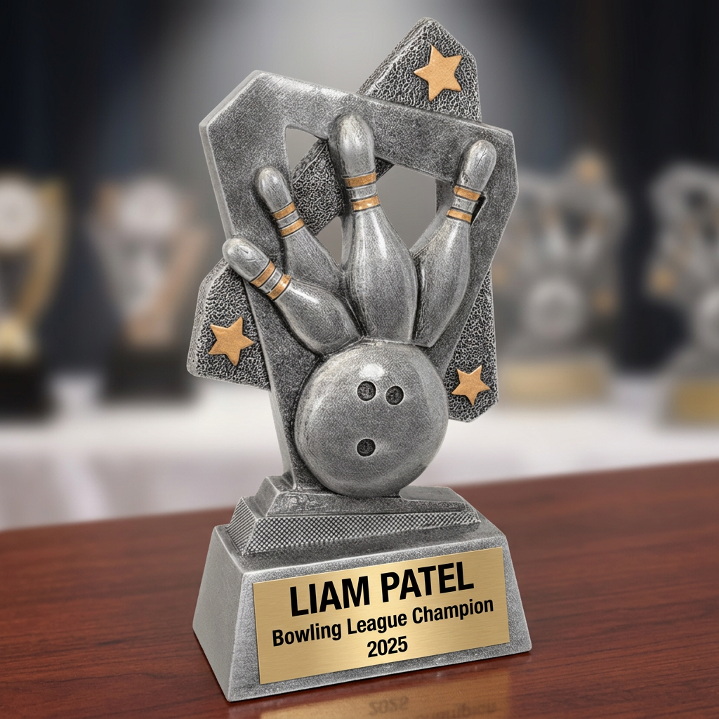 Bowling Trophy | Personalized Bowling Award | Custom Engraved Name Plate | Bowling Tournament Champion | End of Season Gift - View 2