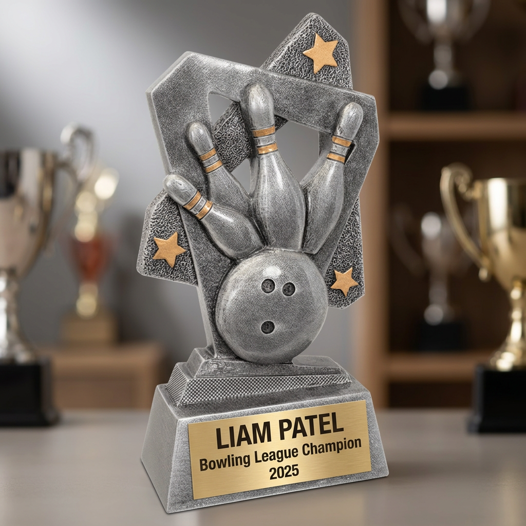 Bowling Trophy | Personalized Bowling Award | Custom Engraved Name Plate | Bowling Tournament Champion | End of Season Gift - View 3