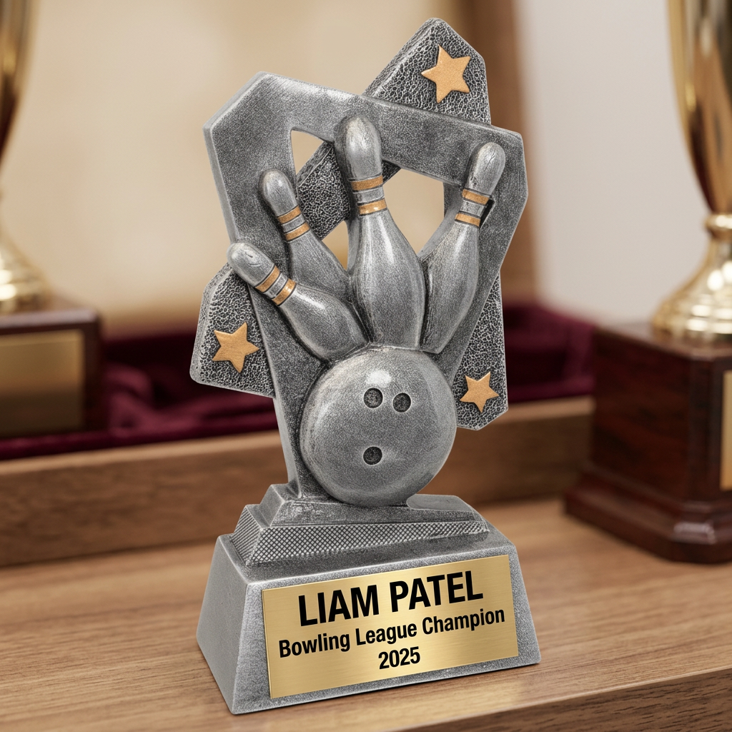 Bowling Trophy | Personalized Bowling Award | Custom Engraved Name Plate | Bowling Tournament Champion | End of Season Gift - View 4