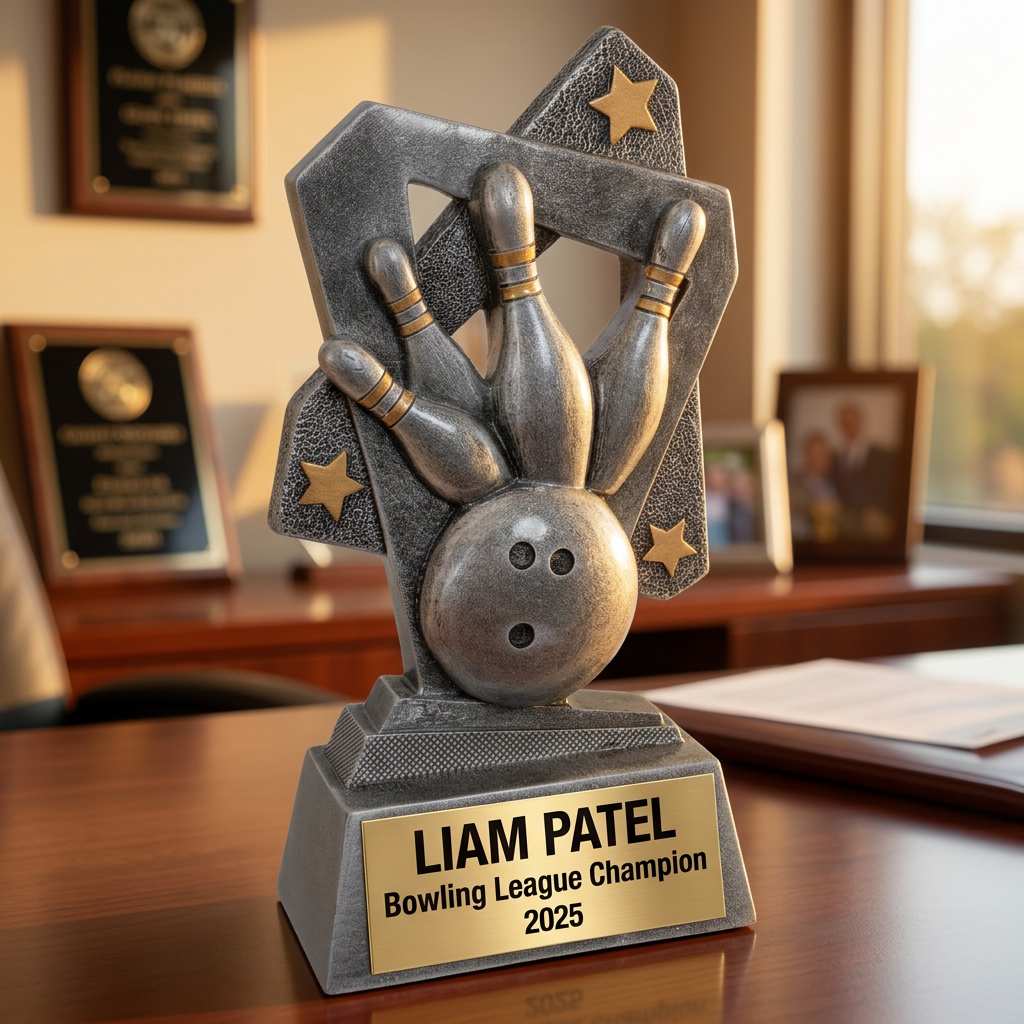 Bowling Trophy | Personalized Bowling Award | Custom Engraved Name Plate | Bowling Tournament Champion | End of Season Gift - View 5