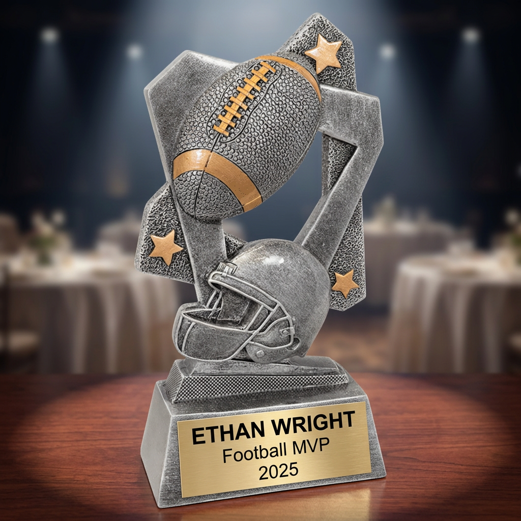 Football Trophy Personalized | Custom Sports Award | Engraved Name Plate | Team MVP Recognition | Football Gift - View 2