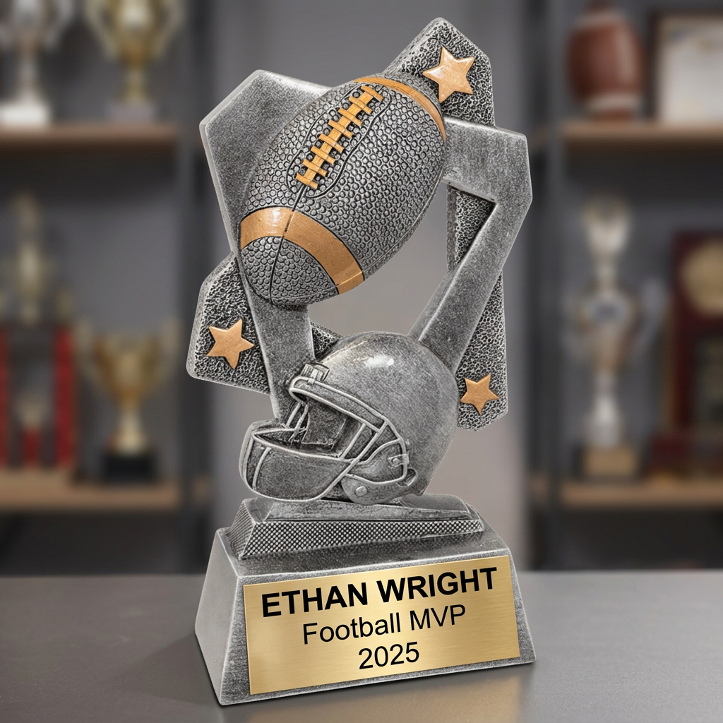 Football Trophy Personalized | Custom Sports Award | Engraved Name Plate | Team MVP Recognition | Football Gift - View 3