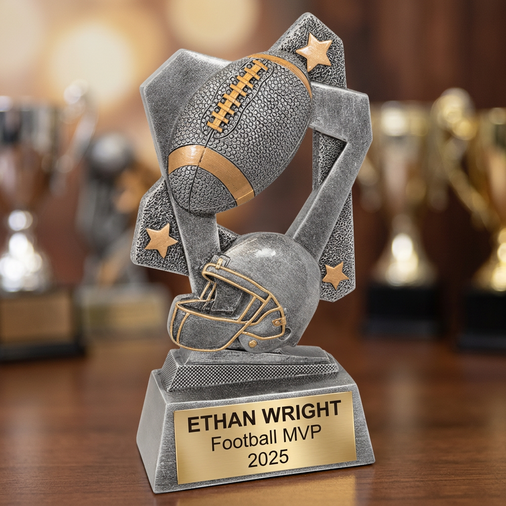 Football Trophy Personalized | Custom Sports Award | Engraved Name Plate | Team MVP Recognition | Football Gift - View 4