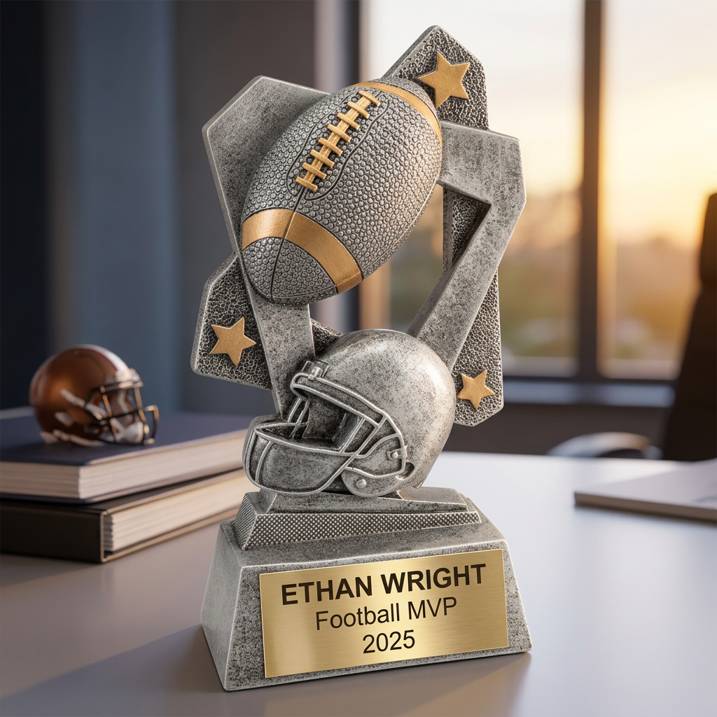 Football Trophy Personalized | Custom Sports Award | Engraved Name Plate | Team MVP Recognition | Football Gift - View 5