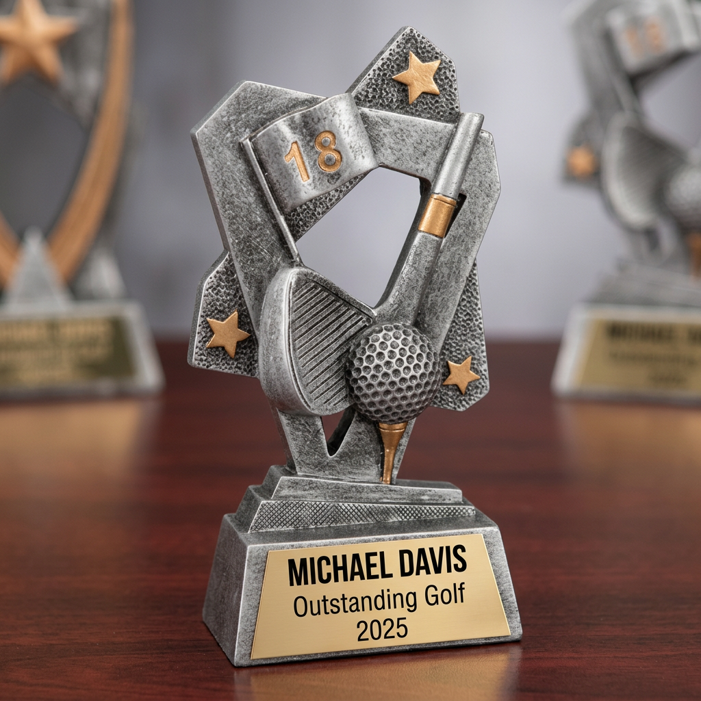 Golf Trophy | Personalized Golf Award | Custom Engraved Nameplate | Golf Tournament Gift | Golfer Recognition - View 2