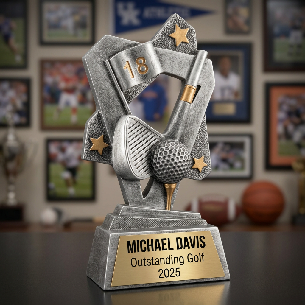 Golf Trophy | Personalized Golf Award | Custom Engraved Nameplate | Golf Tournament Gift | Golfer Recognition - View 3