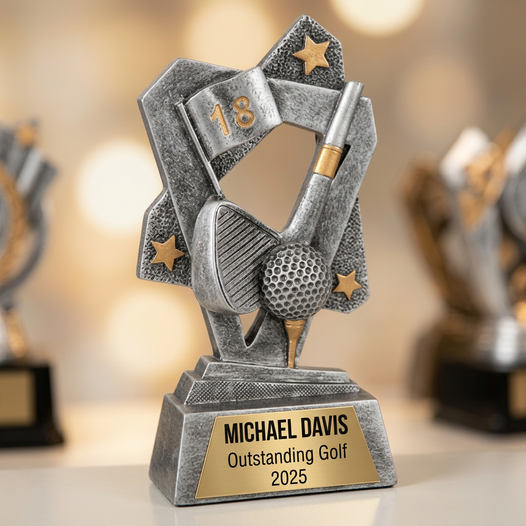 Golf Trophy | Personalized Golf Award | Custom Engraved Nameplate | Golf Tournament Gift | Golfer Recognition - View 4