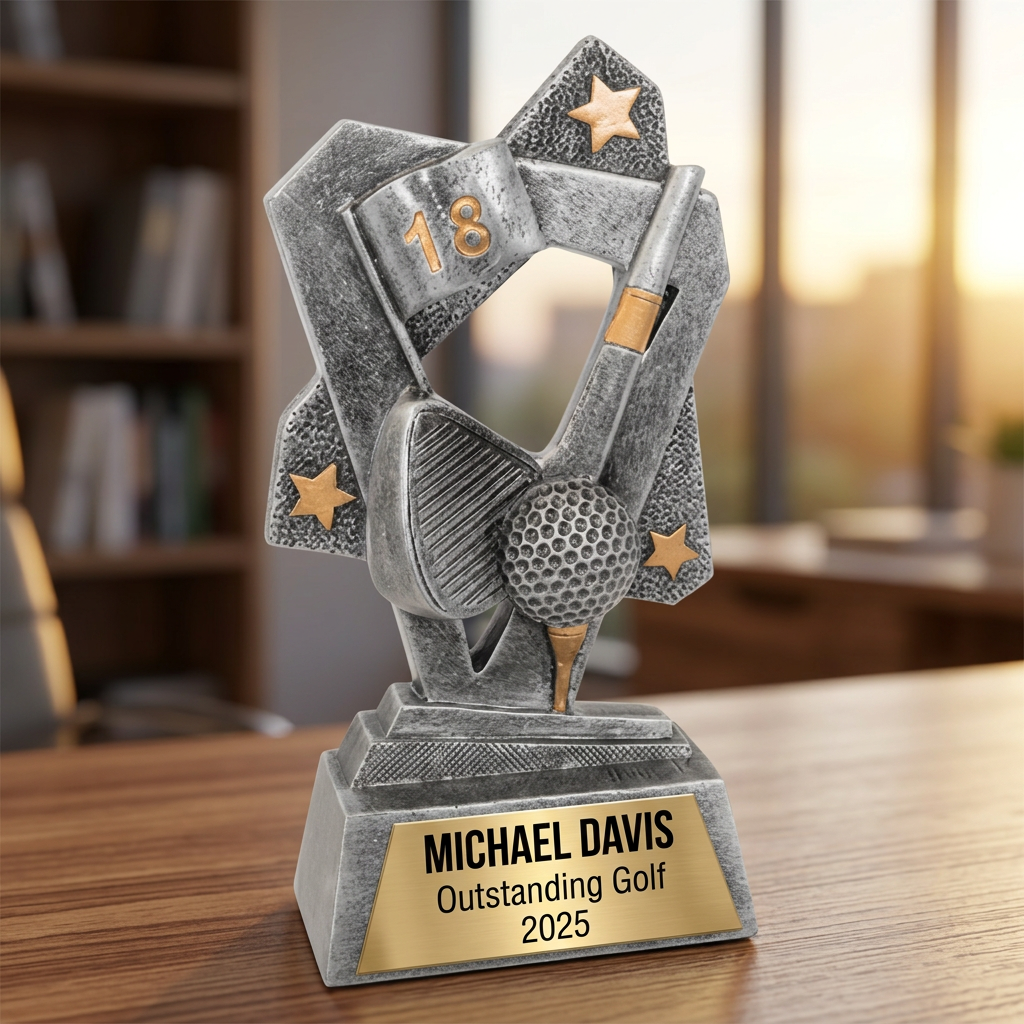 Golf Trophy | Personalized Golf Award | Custom Engraved Nameplate | Golf Tournament Gift | Golfer Recognition - View 5
