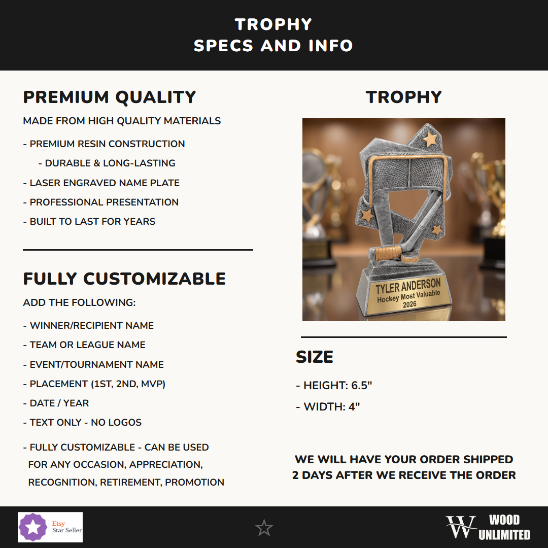 Hockey trophy specifications