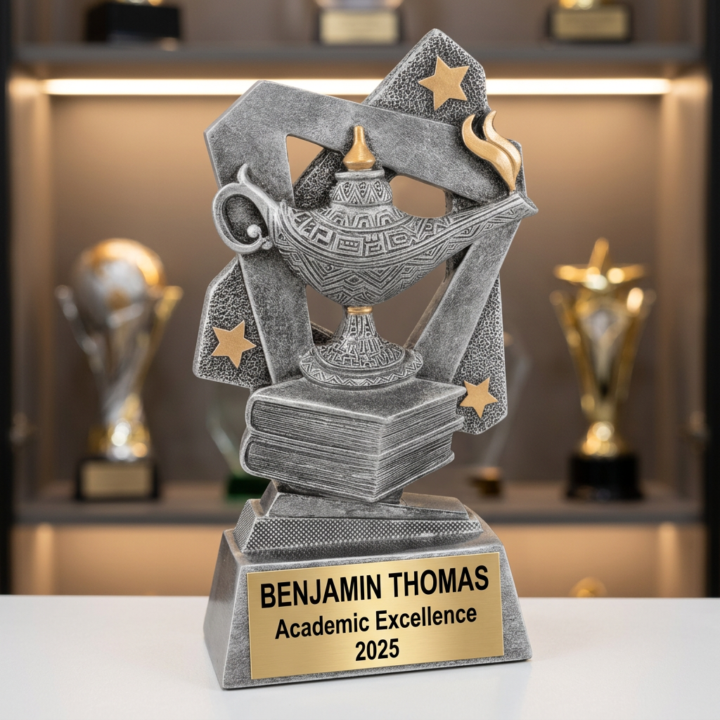 Lamp of Knowledge Trophy | Personalized Academic Award | Custom Engraved Name Plate | Graduation Gift | Achievement Recognition - View 1