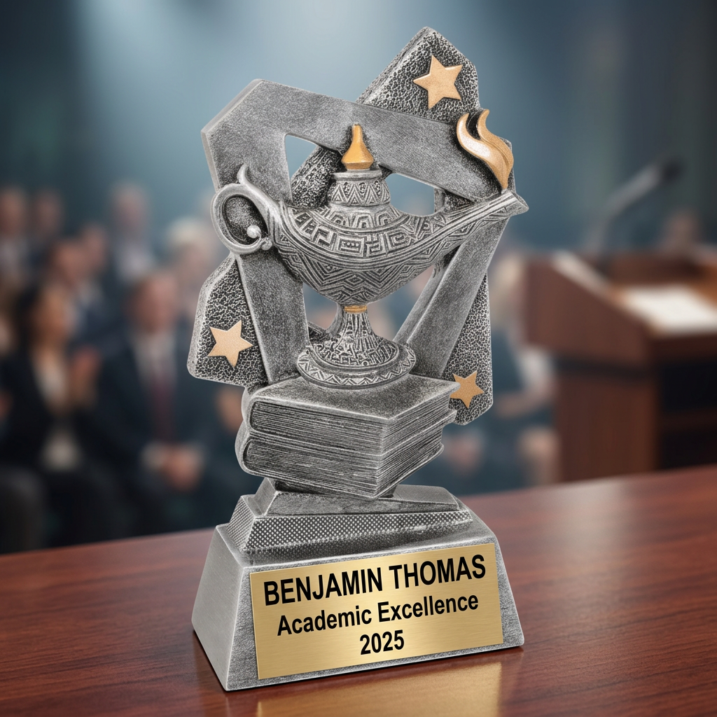 Lamp of Knowledge Trophy | Personalized Academic Award | Custom Engraved Name Plate | Graduation Gift | Achievement Recognition - View 2