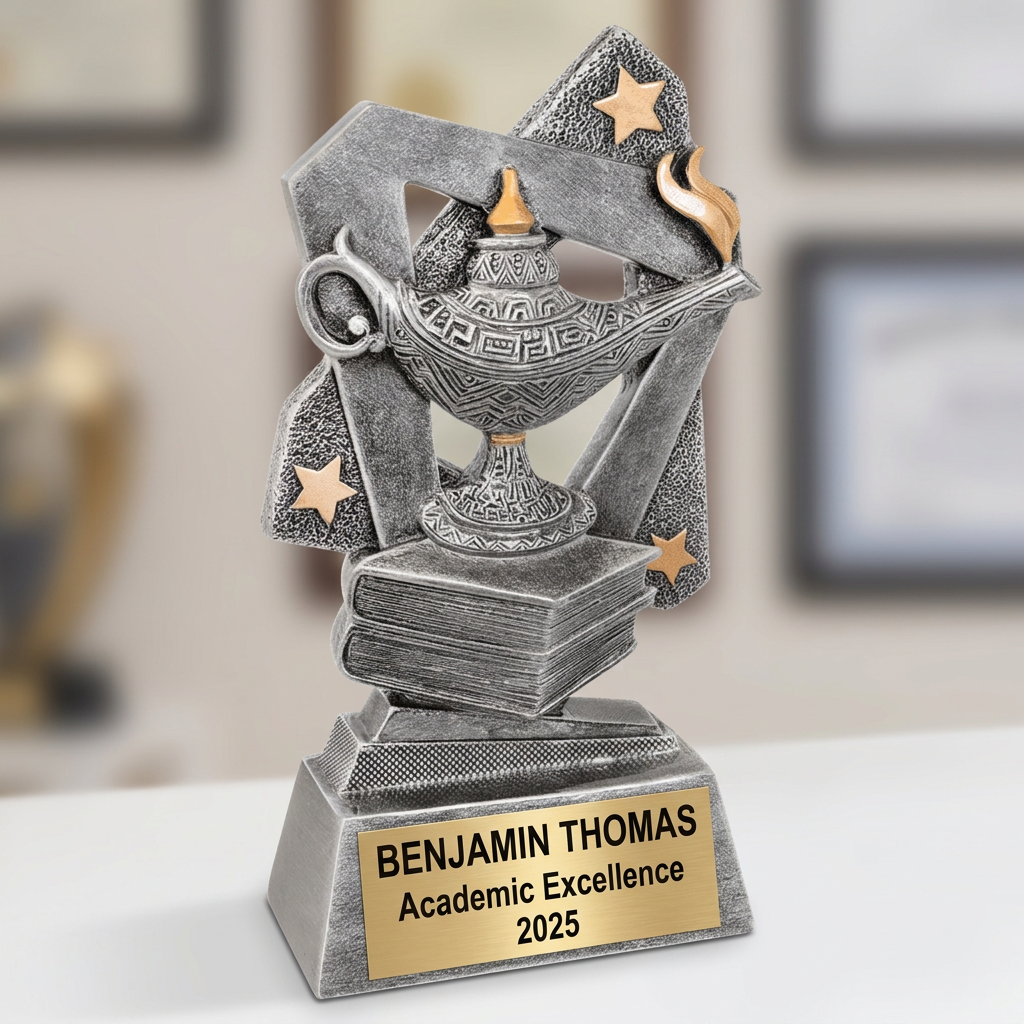 Lamp of Knowledge Trophy | Personalized Academic Award | Custom Engraved Name Plate | Graduation Gift | Achievement Recognition - View 3