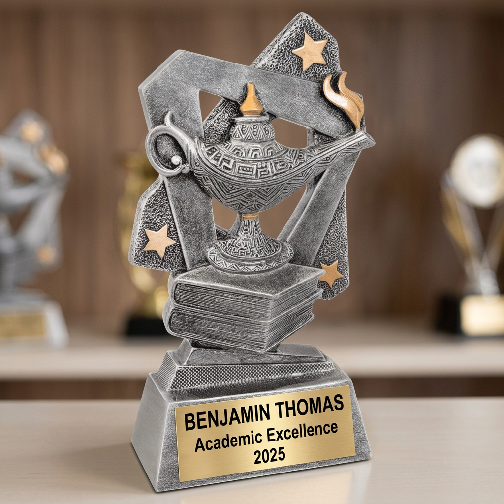 Lamp of Knowledge Trophy | Personalized Academic Award | Custom Engraved Name Plate | Graduation Gift | Achievement Recognition - View 4