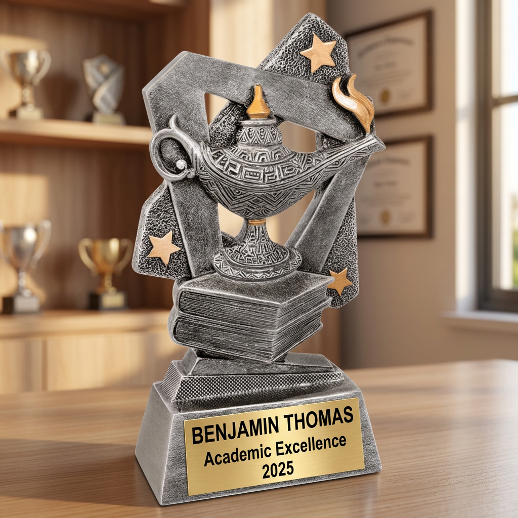 Lamp of Knowledge Trophy | Personalized Academic Award | Custom Engraved Name Plate | Graduation Gift | Achievement Recognition - View 5