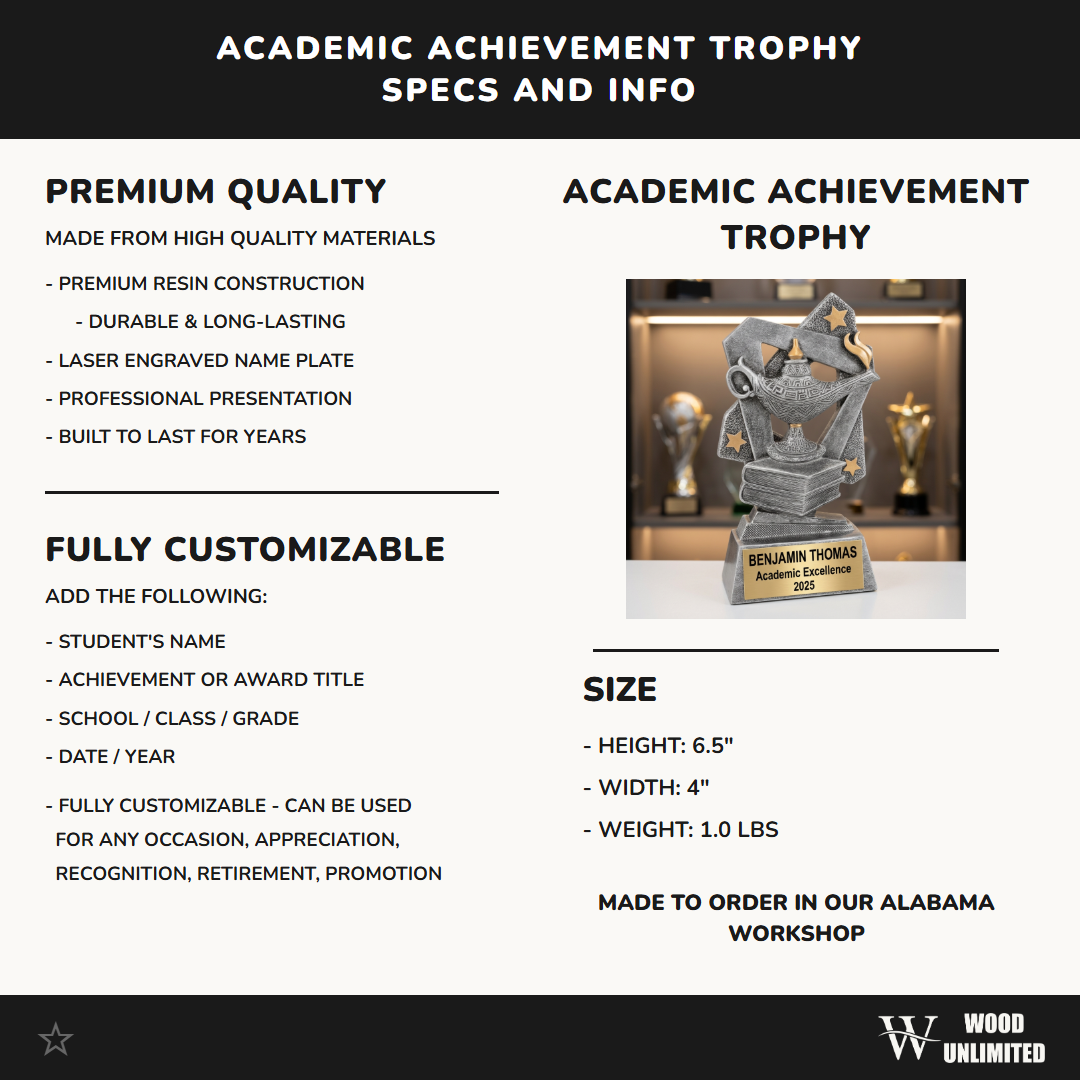 Lamp of Knowledge Trophy | Personalized Academic Award | Custom Engraved Name Plate | Graduation Gift | Achievement Recognition