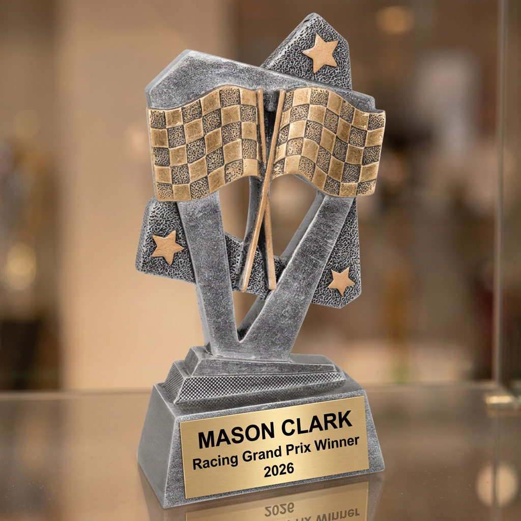 Racing Trophy | Personalized Race Car Award | Custom Engraved Plaque | Champion Gift | Go Kart Trophy - View 1
