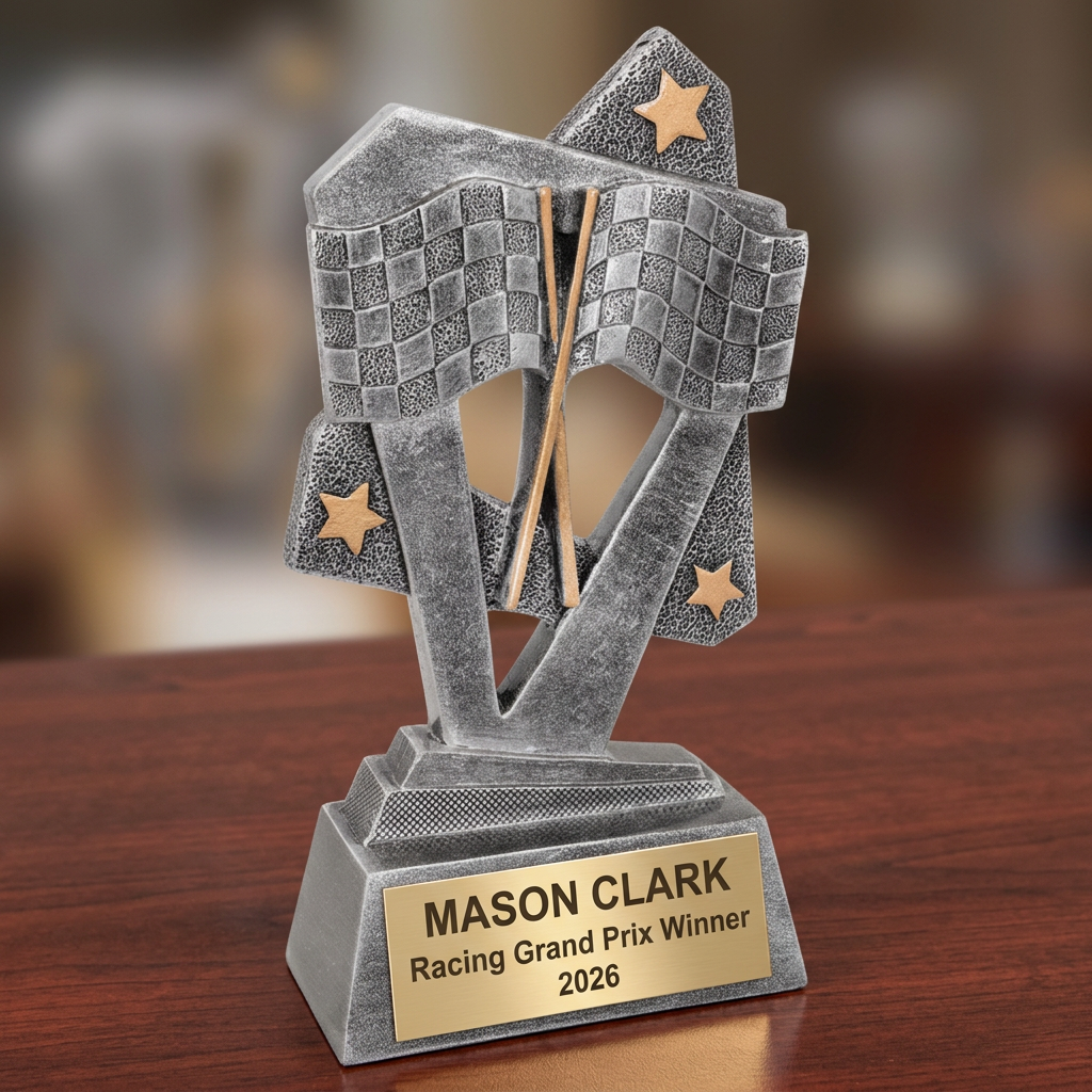 Racing Trophy | Personalized Race Car Award | Custom Engraved Plaque | Champion Gift | Go Kart Trophy - View 2