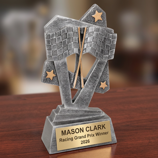 Racing Trophy | Personalized Race Car Award | Custom Engraved Plaque | Champion Gift | Go Kart Trophy - View 2
